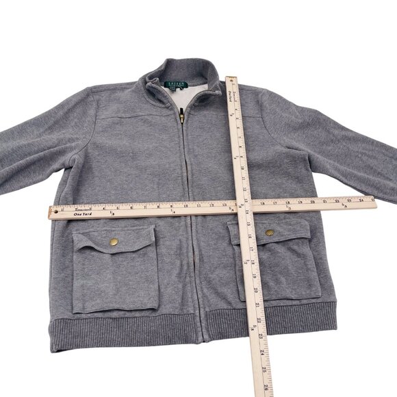 Ralph Lauren Gray Full-Zip Jacket Mens Size L Cotton/Polyester Blend - Picture 3 of 4